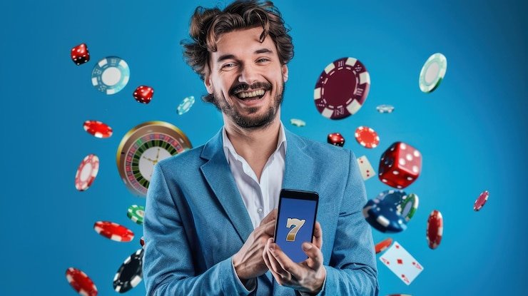 Pengguna menikmati pengalaman sports dan casino di hakim4d melalui smartphone dengan latar belakang gelap dan nuansa ungu